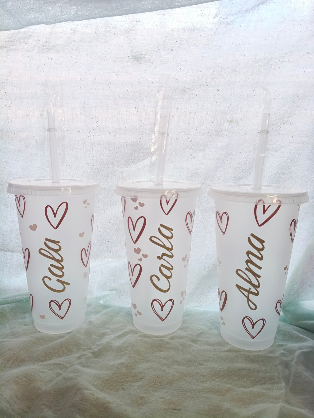 Vasos con tapa y pajita